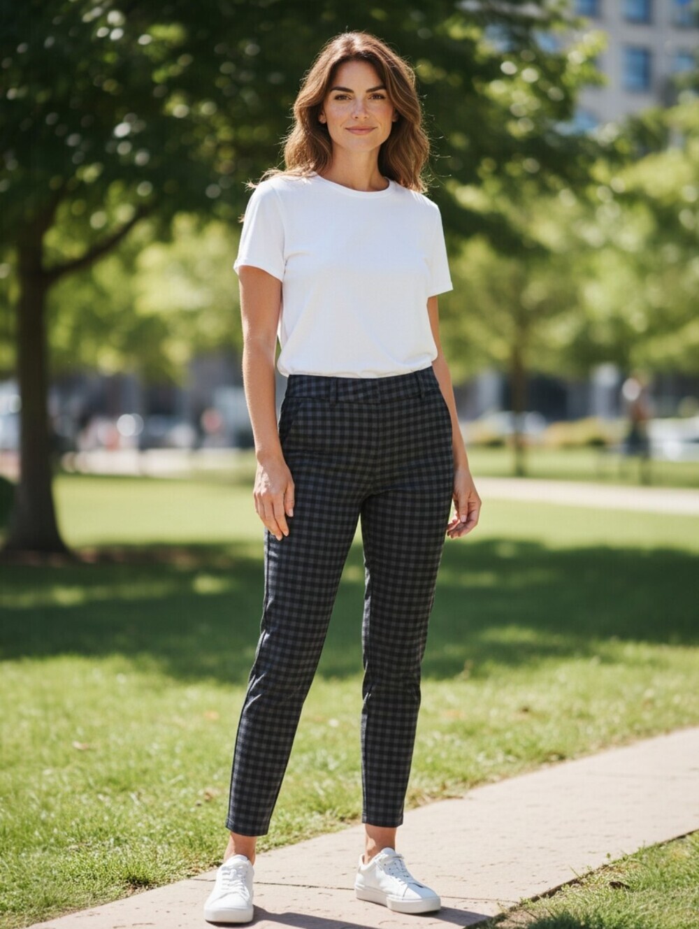 Kut from the Kloth Womens Black Gray Checker Plaid Skinny Ponte Diana Pants 6